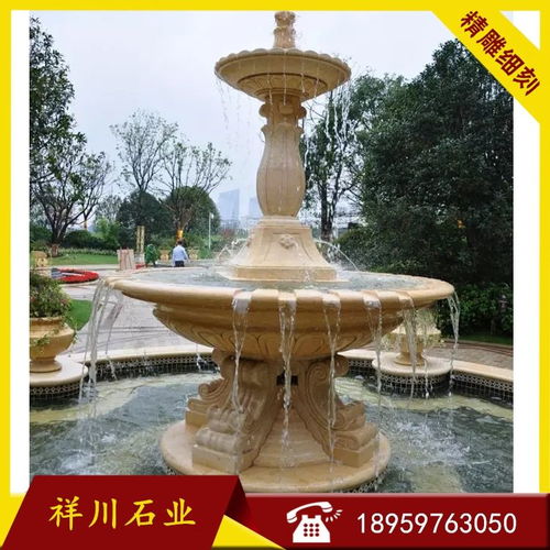 石材水钵 广场景观喷泉 黄锈石水钵 天然石材雕刻